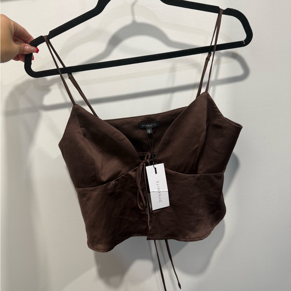 Brand New Tags Attached Dynamite Satin Tie Front Cami
